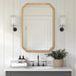 WallBeyond 24" x 36" Rounded Corner Arch Wall Mirror with Wood Frame for Entryway, Living Room or Bedroom Home Decor - Light Woodgrain 24" x 36" Natural Color