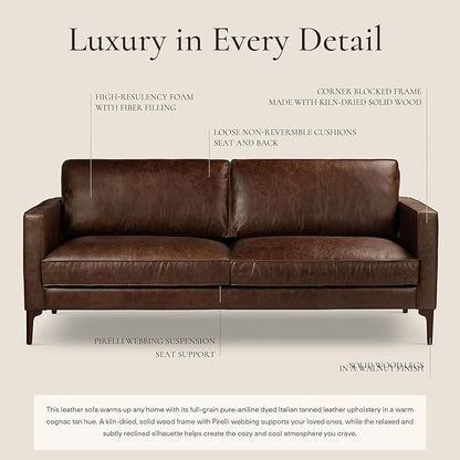 POLY & BARK Mateo Leather Sofa in Chocolate Brown