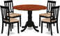 East West Furniture DLAN5-BCH-C 5 Piece Dining Table Set for 4 Includes a Round Kitchen Table with Dropleaf and 4 Linen Fabric Kitchen Dining Chairs, 42x42 Inch, Black & Cherry