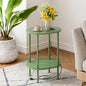 Small Round Side Table with Charging Station,Bedside Table with 2 USB Ports and Outlets, Morden Round Nightstand, Samll Side Table for Living Room,Bedroom, Nursery, Laundry, Green
