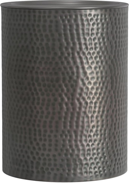 SIMPLIHOME Corbin 16 inch Wide Metal Side Table in Hammered Antique Copper, Round Drum Design End Table for Living Room, Family Room, or Entryway, Industrial Style, Assembled