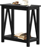ChooChoo Farmhouse End Table, Narrow Side Table, Slim End Table with Storage Shelf for Small Spaces, Rustic Nightstand, for Living Room, Bedroom Black
