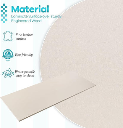 Kaboon Universal Tabletop 40"x18", Solid One-Piece Melamine Table Top, Double L Floating Desk DIY, Home and Office, Beige Leather Feel