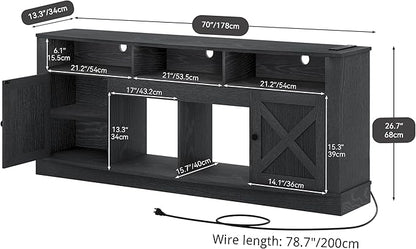 YITAHOME TV Stand for 75/80 Inch TV, Black Entertainment Center 70 Inches Wide, Media Furniture TV Table with with Power Outlet, TV Consoles for Living Room, Curved Desktop