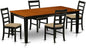 East West Furniture QUPF5-BCH-C 5 Piece Dining Room Table Set Includes a Rectangle Kitchen Table with Butterfly Leaf and 4 Linen Fabric Upholstered Dining Chairs, 40x78 Inch, Black & Cherry