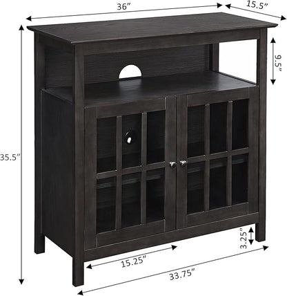 Convenience Concepts Big Sur Highboy TV Stand 36" - Modern Entertainment Center For TVs up to 40", Storage Cabinet for Dining, Living Room, & Entryway, Console Hall Table with Shelves, Weathered Gray