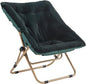Tiita Comfy Saucer Chair, Soft Faux Fur Oversized Folding Accent Chair, Lounge Lazy Chair for Kids Teens Adults, Metal Frame Moon Chair for Bedroom, Living Room, Dorm Rooms