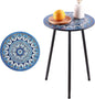 1 Pack Metal Mosaic Round Side Table 13.4" Small End Table for Patio Round Accent Garden Corner Stand for Small Spaces Weather-Resistant for Balcony Plant Stand Indoor Outdoor