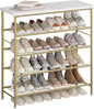 Shoe Rack Organizer 5 Tier for Closet Entryway Free Standing Metal Storage Shoe Shelf with MDF Top Board，Gold