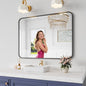Bathroom Mirror, 30X40 Inch Black Metal Framed Mirror for Bathroom, Tempered Glass, Anti-Rust, Rounded Rectangle Mirror for Restroom, Bedroom, Black