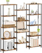 MOOACE 5 Tier Bookshelf, Industrial Style Bookcases with 14 Open Display Shelves, Open Large Storage Bookshelves Shelving with Anti-Falling Device for Bedroom,Living Room, Office Display Cabinet Brown