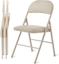 HealSmart 2 Pack Folding Chairs with Padded Leather Cushion Seats, Sturdy Metal Frame, Stackable Portable Design for Indoor Outdoor Use, Commercial Event Party Office Home Chairs, Kahki