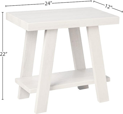 Roundhill Furniture Athens Contemporary Wood Shelf Side Table, White