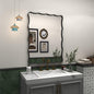 24x32 Black Bathroom Mirror for Wall, Rectangle Framed Mirror for Bathroom, Decorative Wall Mirror with Wavy Frame, Anti-Rust(Horizontal/Vertical)