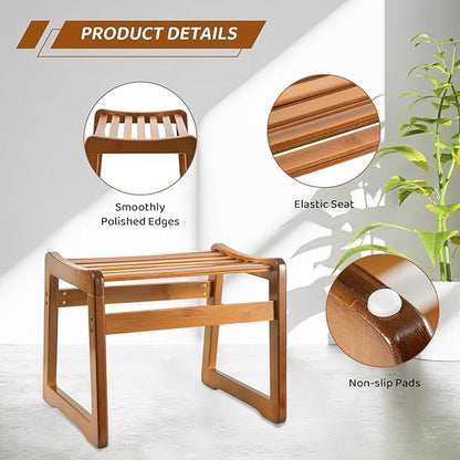 Bamboo Step Stool for Kids - Foot Rest Shoe Changing Stool for Living Room, Bedroom, Garden Leisure, Outdoor (Brown)