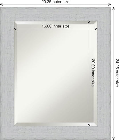 Amanti Art White Bathroom Mirror for Over Sink, 24x20 Shiplap White Rectangle Vanity Mirror, Small Coastal Wood Frame, Hangs Horizonally and Vertically, Bathroom Wall Decor, Beveled Edge from WI, USA