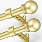 Curtain Rods for Windows 16 to 120 Inches, Curtain Rod Max Adjustable Length of 132 IN, 1" Diameter Drapery Rods Round Finials, Warm Gold, Pack of 2