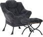 Lazy Chair with Folding Ottoman, Modern Accent Lounge Armchair with Armrests and a Side Pocket & Foldable Footstool, Leisure Reading Chair for Living Room, Bedroom, Dorm & Office, Plush Navy