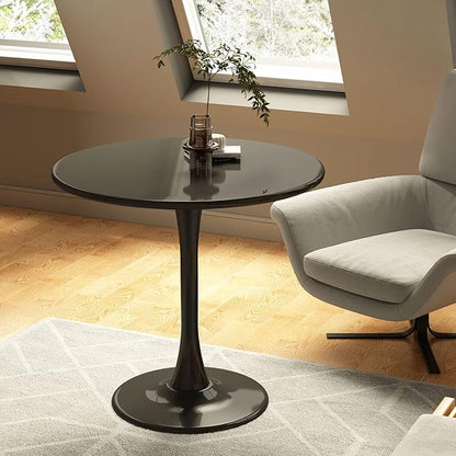 Black Round Table Modern Dining Table Tulip Round Kitchen Table Mid Century Coffee Table for Living Room, 31.5 inch