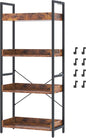 HCHQHS 4 Tier Bookshelf, Adjustable Industrial Bookcase, Vertical Tall Book Shelf, Wood and Black Metal Open Bookshelves for Home Office, Living Room, Bedroom