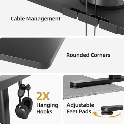 Seang Standing Desk with Adjustable Height, 48x24 Inch Electric Stand Up Desk for Home Office, Studio, Computer Workstation, Black Top