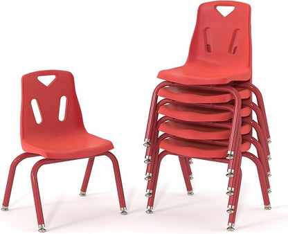 Berries Jonti-Craft 8120JC6008 Stacking Chairs with Powder-Coated Legs, 10" Height, Red, Pack of 6