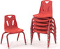 Berries Jonti-Craft 8120JC6008 Stacking Chairs with Powder-Coated Legs, 10" Height, Red, Pack of 6