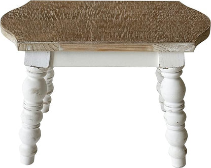 Wooden Bathroom Farmhouse Step Stool, Wood Foot Stool for Adults Kids, Bedside Step Plant Stand for Kitchen