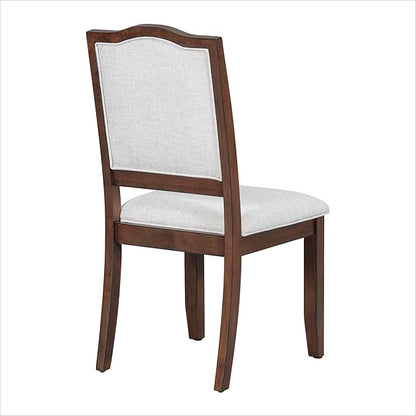 Merax Upholstered Dining Chairs Set of 4, Farmhouse Chair with High Back, Modern Seating for Kitchen, Bedroom & Living Room, Cherry+Beige