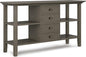 SIMPLIHOME Redmond SOLID WOOD 54 inch Wide Transitional Console Sofa Table in Farmhouse Grey for the Living room Entryway and Bedroom
