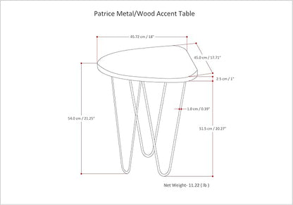 SIMPLIHOME Patrice Modern 18 inch Wide Metal and Wood Accent Side Table in Natural, Gold for the Living Room and Bedroom