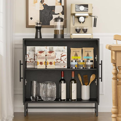 KFO Storage Cabinet with Rattan Doors, Free Standing Buffet Cabinet, Modern Sideboard for Living Room, Hallyway, Entryway