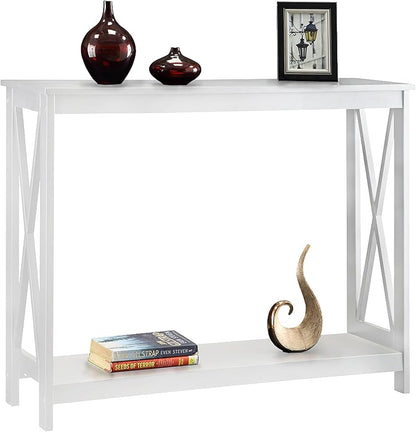Convenience Concepts Oxford Console Table 39.5" - Sofa Table with Storage Shelf, Transitional Entryway Hall Table for Living Room and Bedroom, Display Foyer Table, White