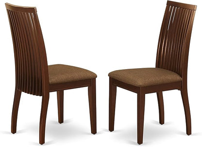 East West Furniture HBIP5-MAH-C 5 Piece Dinette Set for 4 Includes a Round Dining Room Table with Pedestal and 4 Linen Fabric Upholstered Dining Chairs, 42x42 Inch, Mahogany