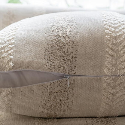 Pack of 1 Decorative Throw Pillow Covers 12x20 Inch, Pillow Cases for Living Room Couch Bedroom Farmhouse Home Decor, Soft Stripe Chenille Cushion Covers for Sofa Beige,12''x20''