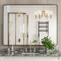Black Bathroom Mirror 48X36 Inch, Black Metal Framed Mirror for Wall, Rounded Rectangle Matte Bathroom Vanity Mirror with Tempered Glass, Anti-Rust, Horizontal/Vertical