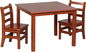 ECR4Kids 30in x 30in Square Hardwood Table and Chair Set, 12in Seat Height, Kids Furniture, Dark Walnut