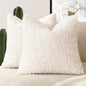 Foindtower 2 Pieces Faux Fur Throw Pillow Cover Accent Sherpa Pillow Fuzzy Soft Pillowcases Sheepskin Decorative Fleece Cushion Case for Bed Couch Living Room 18x18 Inch White