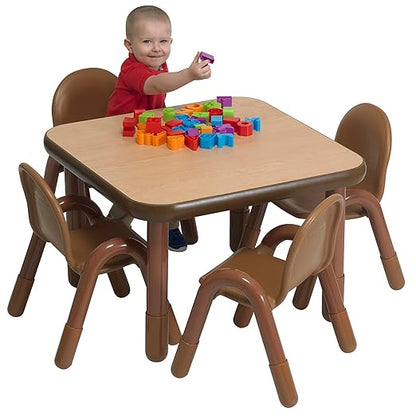 Children’s Factory Baseline Preschool 30" Square Table & Chair Set - Natural Wood