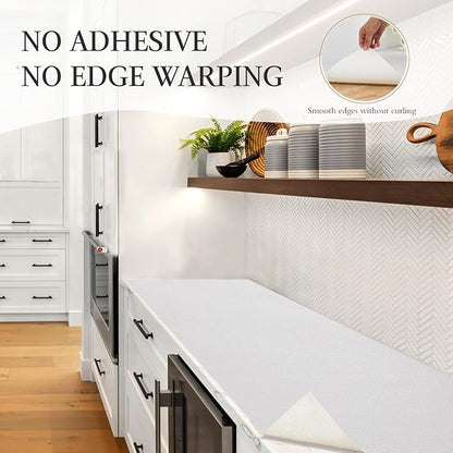 Beautysaid Shelf and Drawer Liner for Kitchen Cabinet, Non Adhesive Non Slip Shelf Paper Waterproof Washable Thickened for Dresser Pantry Shelve Bathroom Protector Liner(White,23.6 in x 20 FT)