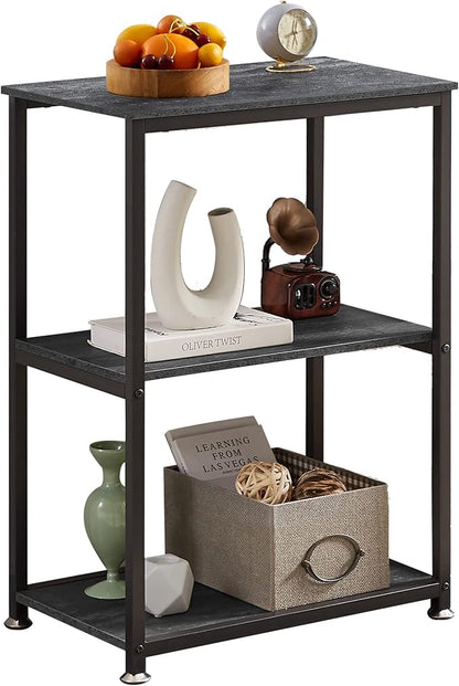 VECELO Tall End Side Table,30" Height Nightstand with 3-Tier Storage Shelf for Living Room Bedroom Office Hallway Study