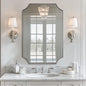 ANDY STAR 24x36 Inch Chrome Mirror, Scalloped Bathroom Mirror, Polished Chrome Framed Mirror in Anti-Rust Stainless Steel Metal Thin Frame Deep 1’’, Unique Scalloped Edge Design