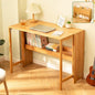Bamboo Folding Desk Mid Century Modern Desk for Home Office Bedroom Small Spaces, Natural，40.55" Long Desktop