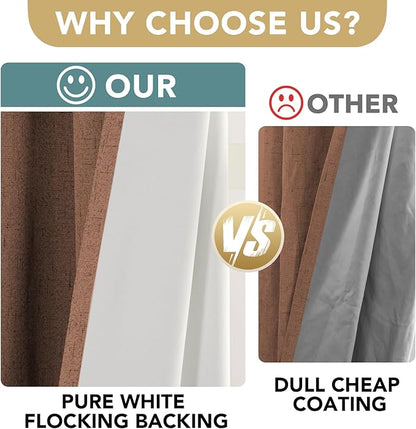 H.VERSAILTEX 100% Blackout Curtains for Bedroom Thermal Insulated Linen Textured Curtains Heat and Full Light Blocking Drapes Living Room Curtains 2 Panel Sets, 52x96 - Inch, Washed Spice