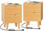 Urban Deco Nightstand Set of 2, Mid Century Modern Nightstand with Charging Station, Wooden End Table with 2 Fluted Drawers & Storage, Bedside Table with Solid Wood Legs for Bedroom (Natural)