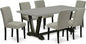 East West Furniture V697AB106-7 7 Piece Dinette Set Consist of a Rectangle Dining Room Table with V-Legs and 6 Shitake Linen Fabric Parsons Dining Chairs, 40x72 Inch, Multi-Color