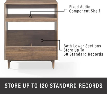 Crosley Furniture Liam 3-Piece Turntable Record Player Stand And Vinyl Storage, Mid Century Modern, Walnut