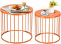 SUNNYPARK Outdoor Side Table Set of 2, Metal Circle Accent End Tables for Balcony Backyard Garden Indoor Living Room, Durable Black Nesting Coffee Tables, 20”+16” Dia