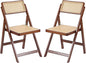 Tiita Rattan Dining Chairs Set of 2, Mid Century Modern Folding Chair, Bamboo Folding Dining Chairs for Small Space, Dining Room, Living Room, Bedroom, Walnut