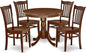 East West Furniture ANGR5-MAH-W 5 Piece Dining Room Table Set Includes a Round Kitchen Table with Pedestal and 4 Dining Chairs, 36x36 Inch, Mahogany